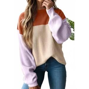 NEW LA SOCIETY color block sweater in rust